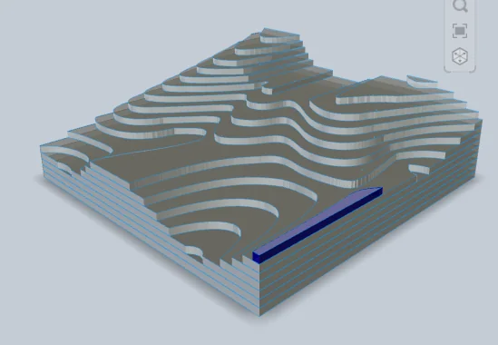 Modélisation 3D : relief découpé en strates
