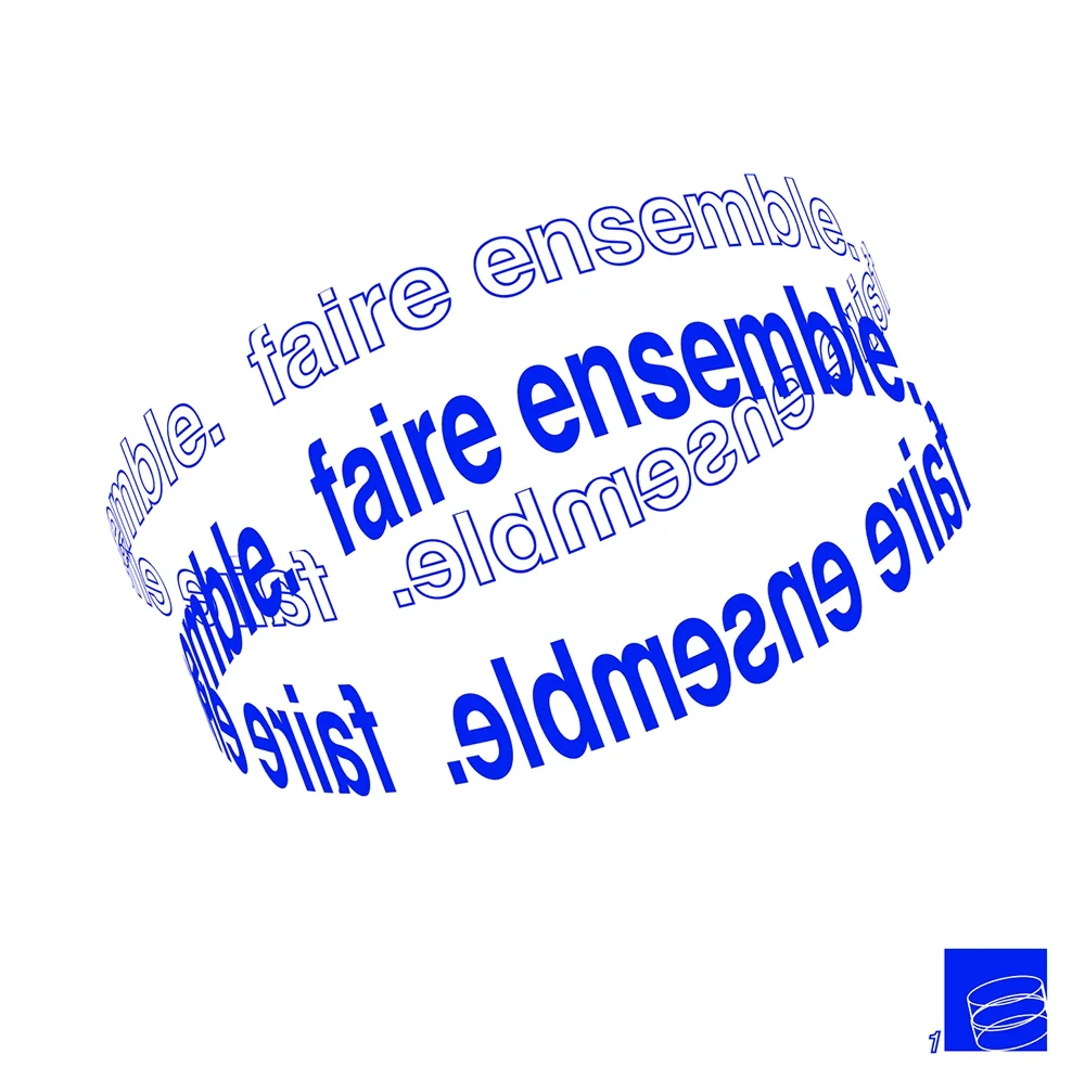 Typographie circulaire bleue « faire ensemble » en anneau
