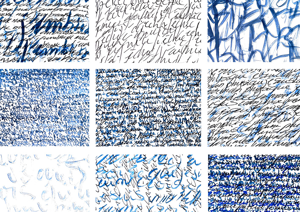 Échantillons d'écris manuscrit, encre peinture et pastel Capture décran 2020 06 01 à 15.23.43