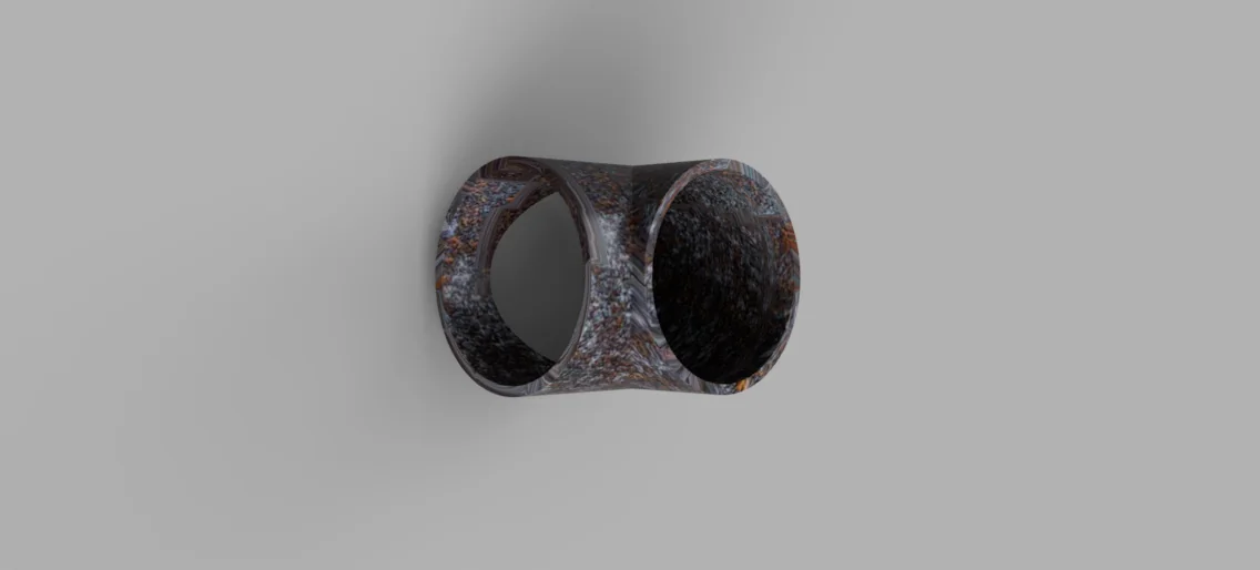 Modélisation 3D : raccord rouillé à deux ouvertures