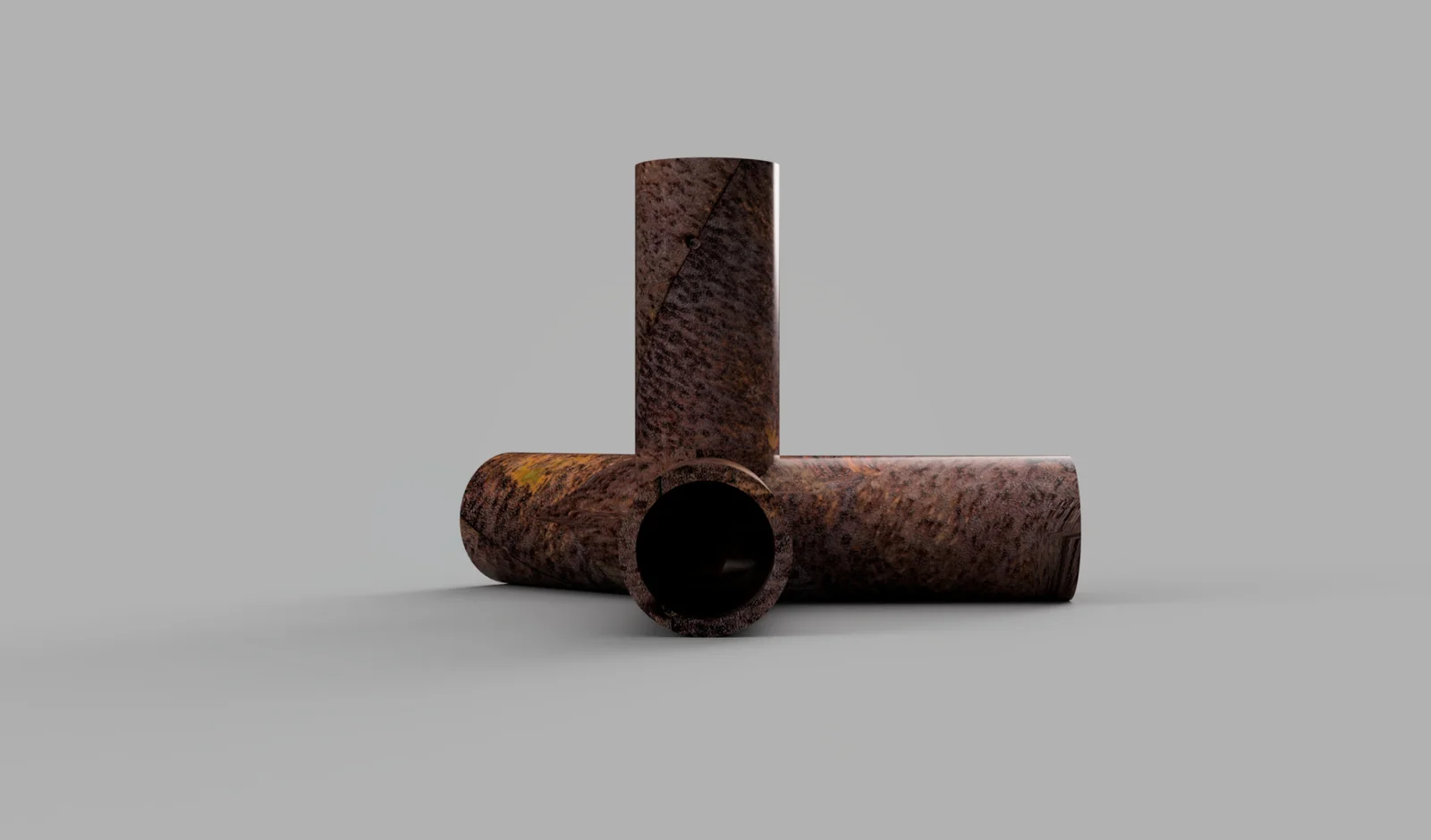Modélisation 3D : raccord rouillé en T