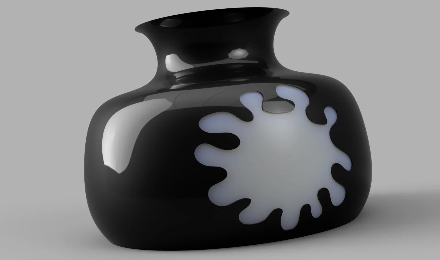 Vase noir brillant à motif blanc