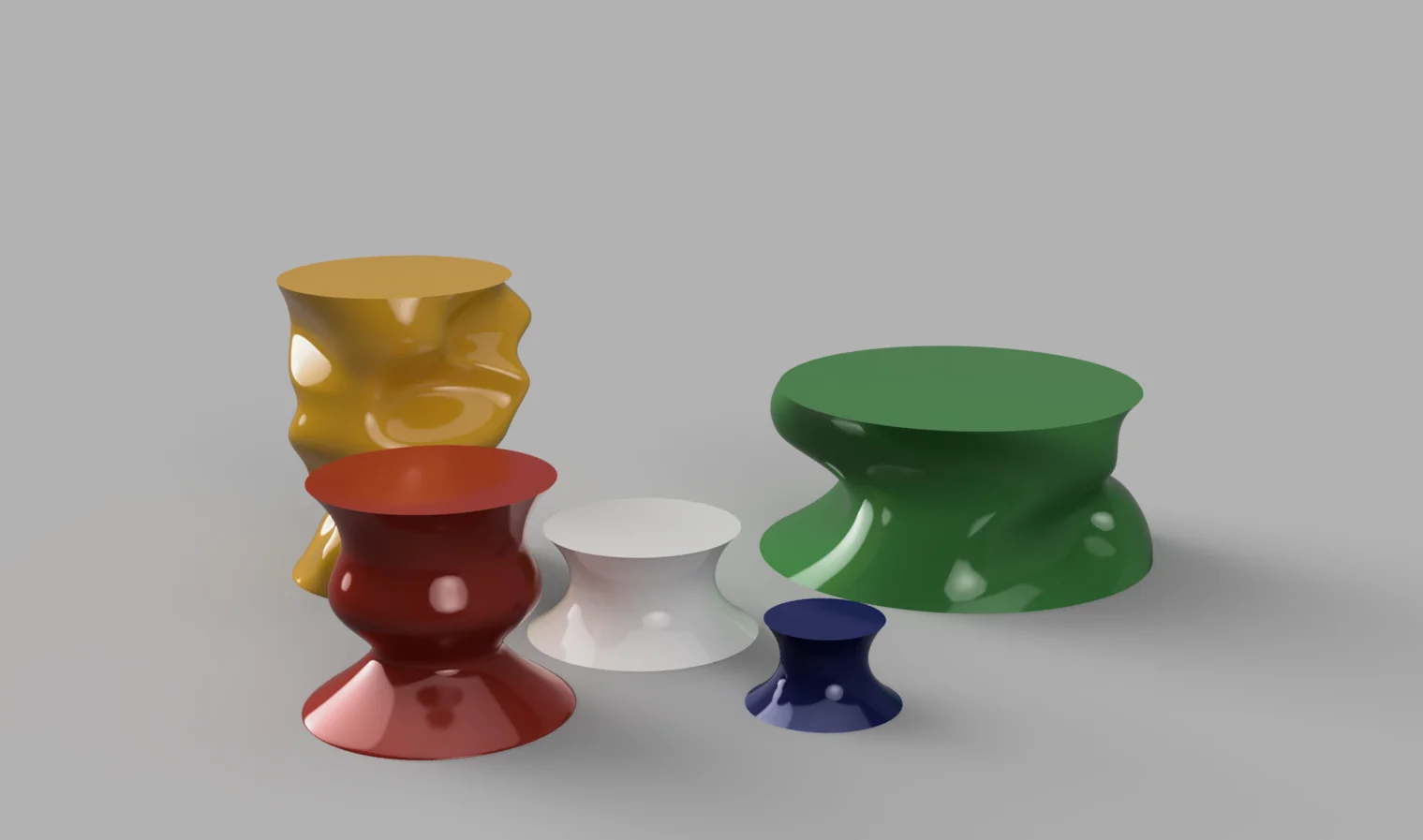Tabourets colorés en volume