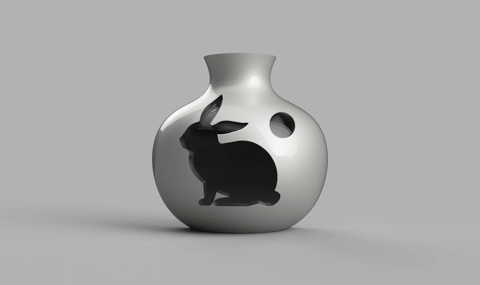 Vase blanc à silhouette de lapin en creux