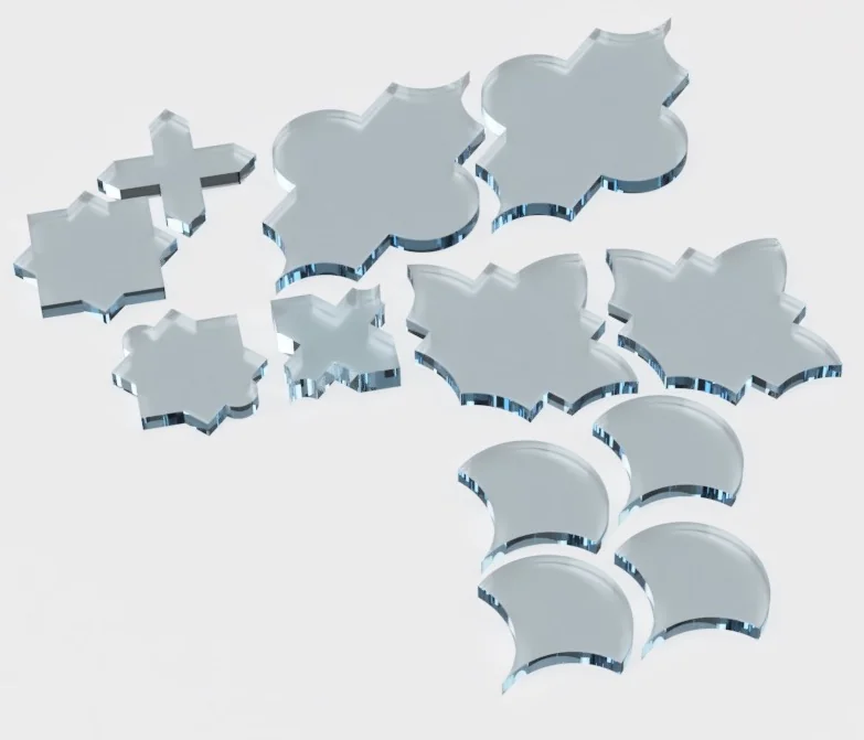 Modélisation 3D : zellige plat vu en angle