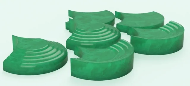 Modélisation 3D : zellige en volume, rendu jade