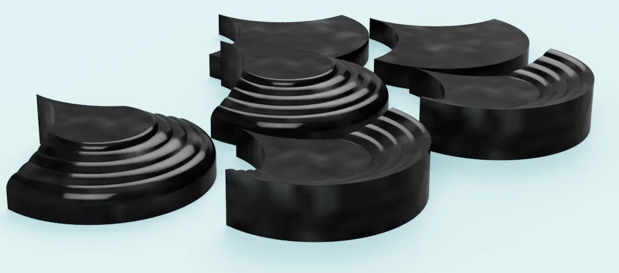 Modélisation 3D : zellige en volume, rendu obsidienne