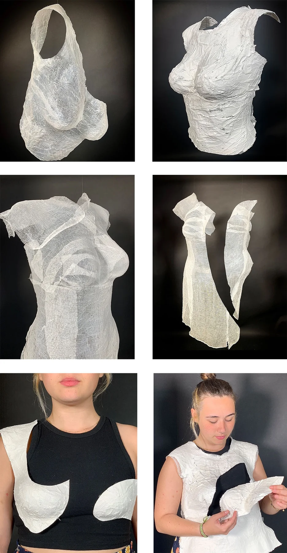Expérimentation : moulage de gaze avec superposition de plâtre