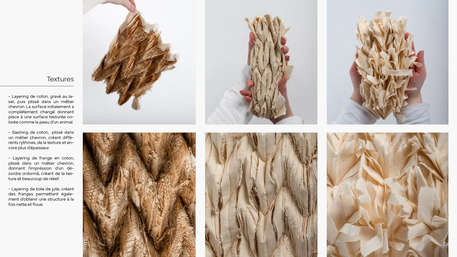 Planche « Textures » : plissés de toile et de jute