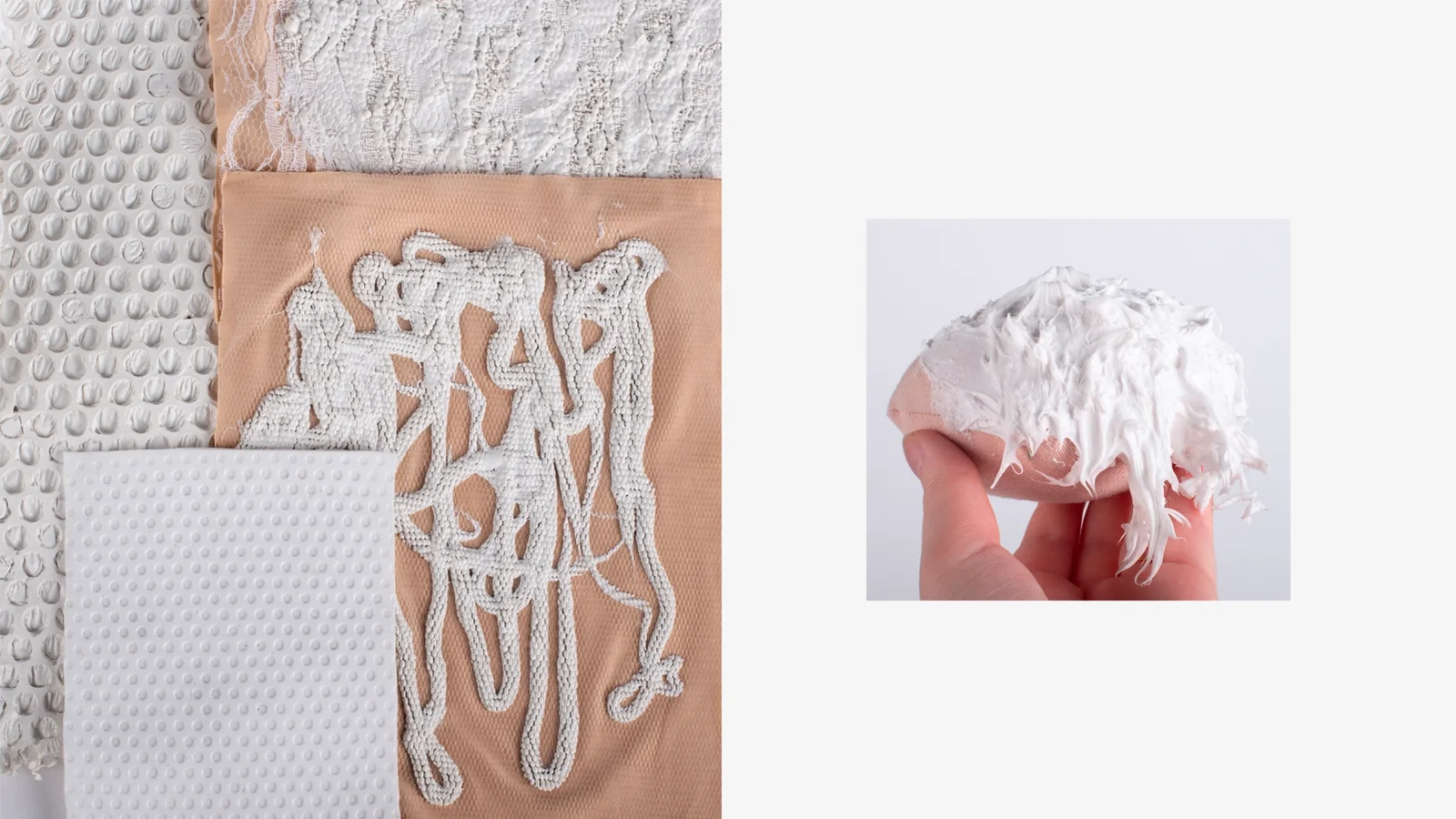 Surface en silicone extrudé formant un réseau organique