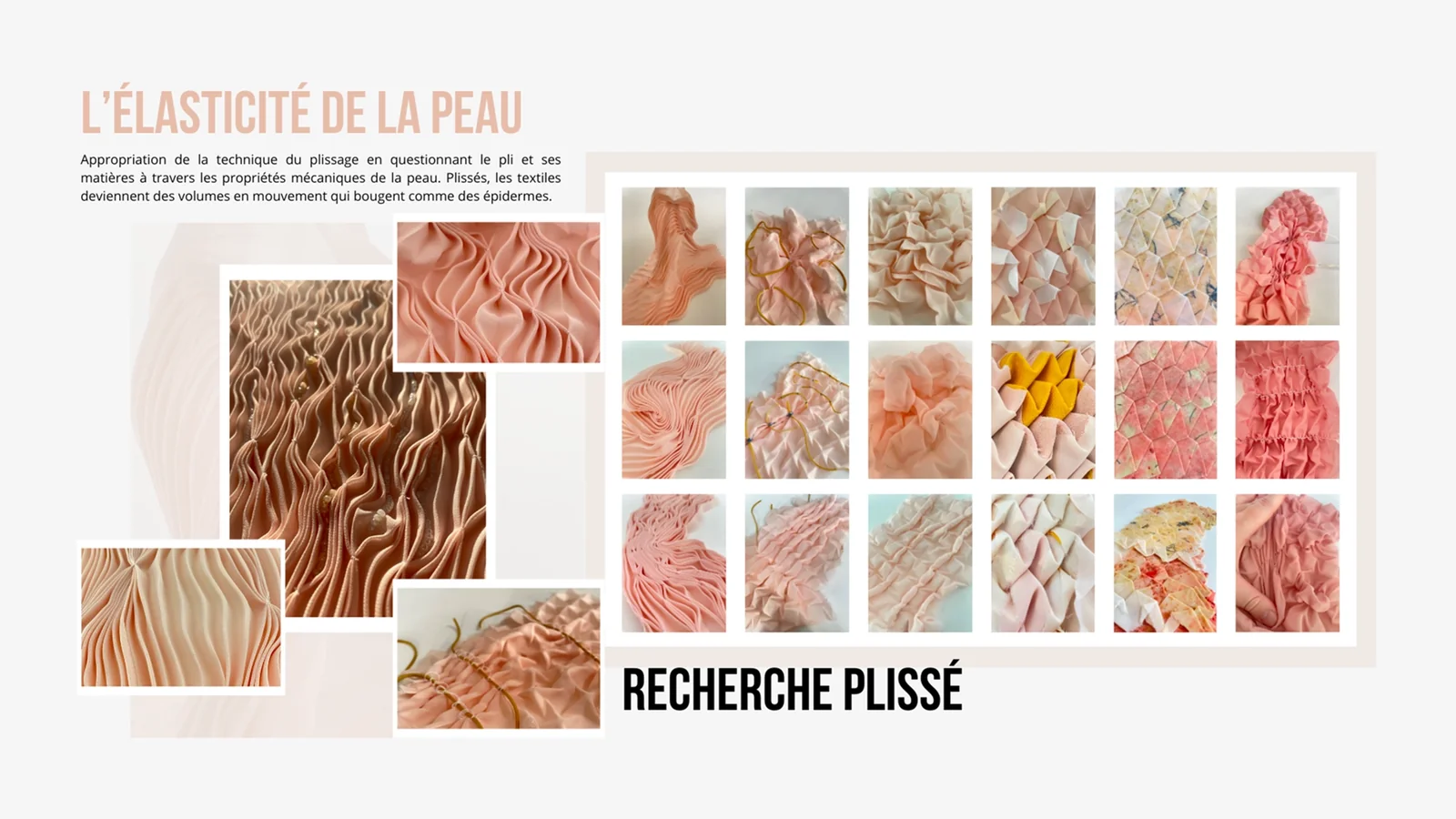 Planche « L’élasticité de la peau » : recherche plissé