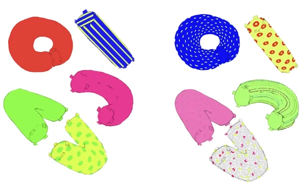 Déclinaisons de modules en couleurs, motifs et textures